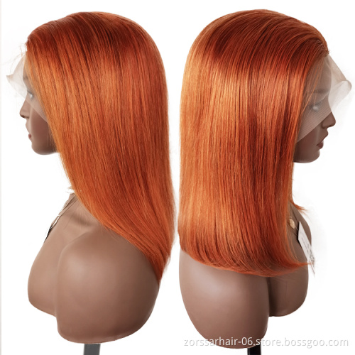 Wig vendors wholesale prices ginger orange bob wigs for black women full transparent hd lace frontal wigs human hair lace front